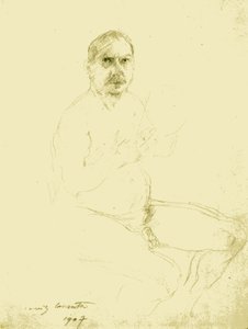 Zelfportret als zittende naakt door Lovis Corinth